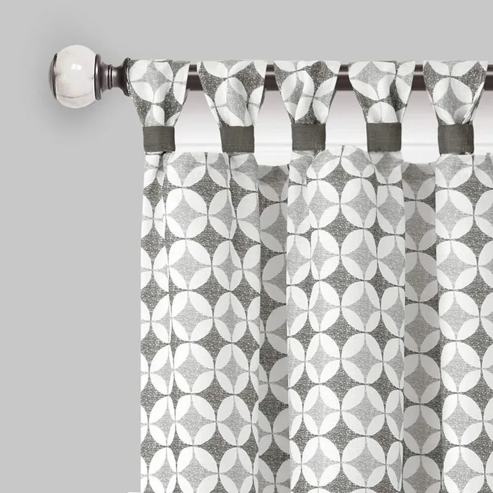Window Curtain Panel Drapes with Double Layer Plaid Gingham Design, Cuff Tab Top